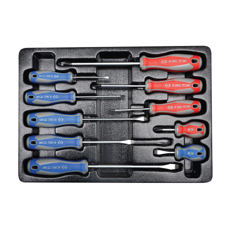 Termoformado de Destornilladores Ranurados y PHILLIPS® 10 Piezas KING TONY