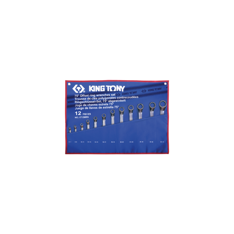 KING TONY 12 (un.) 75° Offset Ring Wrench Set 1712MRN