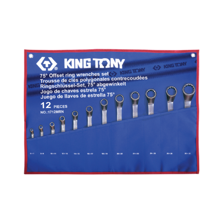 KING TONY 12 (un.) 75° Offset Ring Wrench Set 1712MRN