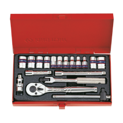 KING TONY 1/4' Socket Set Metric Size 18 (un.) 2019MR