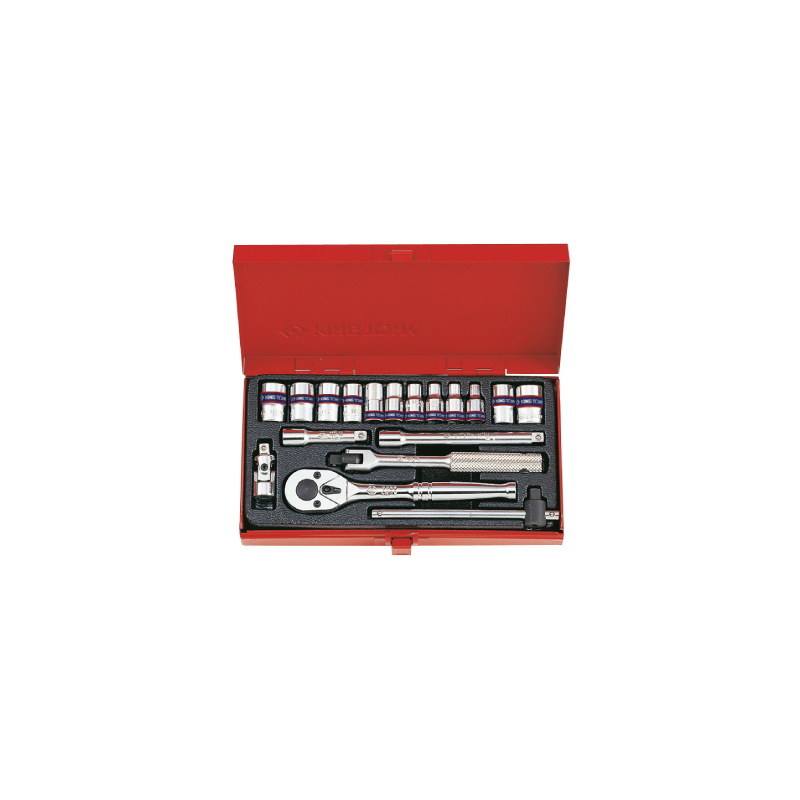 KING TONY 1/4' Socket Set Metric Size 18 (un.) 2019MR