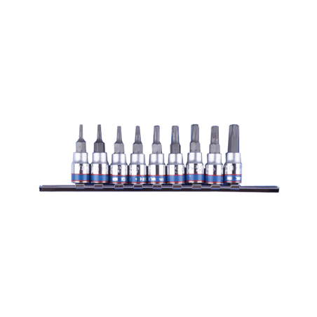 KING TONY 1/4' Internal TORX® Socket Set on Rail - 9 (un.)