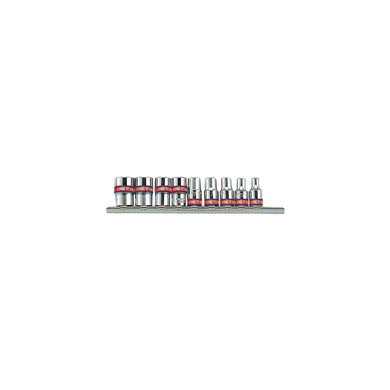 KING TONY 1/4' 6 Points Socket Set on Rail Inch Size- 9 (un.) KING TONY 1/4' 6 Points Socket Set on Rail Inch Size- 9 (un.)
