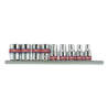 KING TONY 1/4' 6 Points Socket Set on Rail Inch Size- 9 (un.)