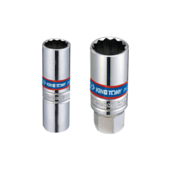 KING TONY 3/8' 12 Points Spark Plug Socket with Rubber Grip 18 mm