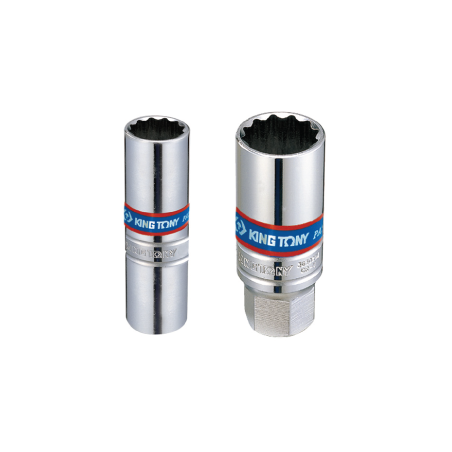 KING TONY 3/8' 12 Points Spark Plug Socket with Rubber Grip 18 mm