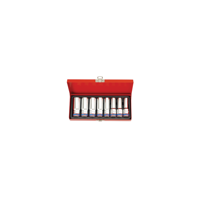 KING TONY 1/2' Metric Deep Socket Set - Bi- Hexagon - 8 Pieces
