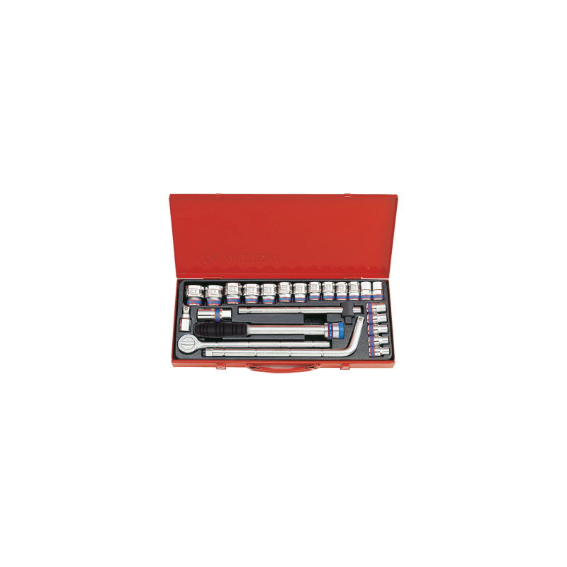 KING TONY 1/2' Socket Set Metric Size with Accessories - Bi Hexagon - 24 Pieces KING TONY 1/2' Socket Set Metric Size with Accessories - Bi Hexagon - 24 Pieces