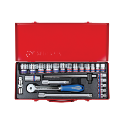 KING TONY 1/2' Socket Set Metric Size with Accessories - Internal Hexagon - Ratchet 32 24 Pieces