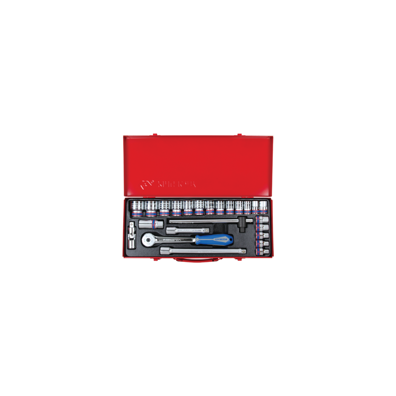KING TONY 1/2' Socket Set Metric Size with Accessories - Internal Hexagon - Ratchet 32 24 Pieces
