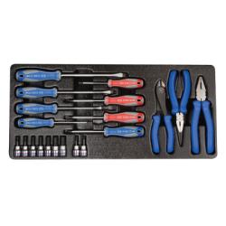 KING TONY Screwdrive, Pliers and Bit Socket Set for Tool Chest 17 (un.)