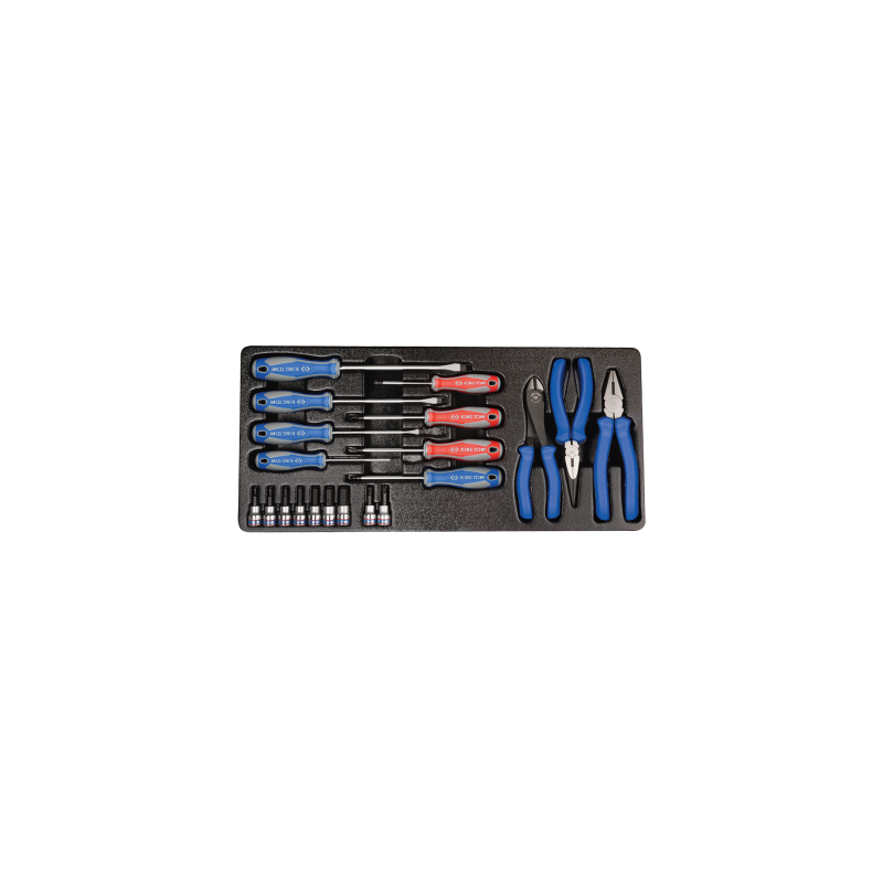 KING TONY Screwdrive, Pliers and Bit Socket Set for Tool Chest 17 (un.)
