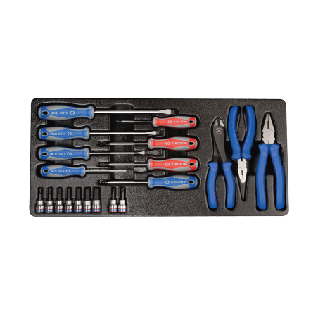 KING TONY Screwdrive, Pliers and Bit Socket Set for Tool Chest 17 (un.)