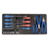 KING TONY Screwdrive, Pliers and Bit Socket Set for Tool Chest 17 (un.)