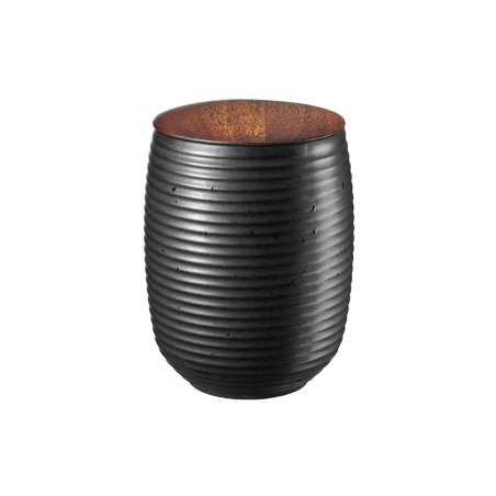 Tea Jar Black With Wooden Lid 300ml - Japandi